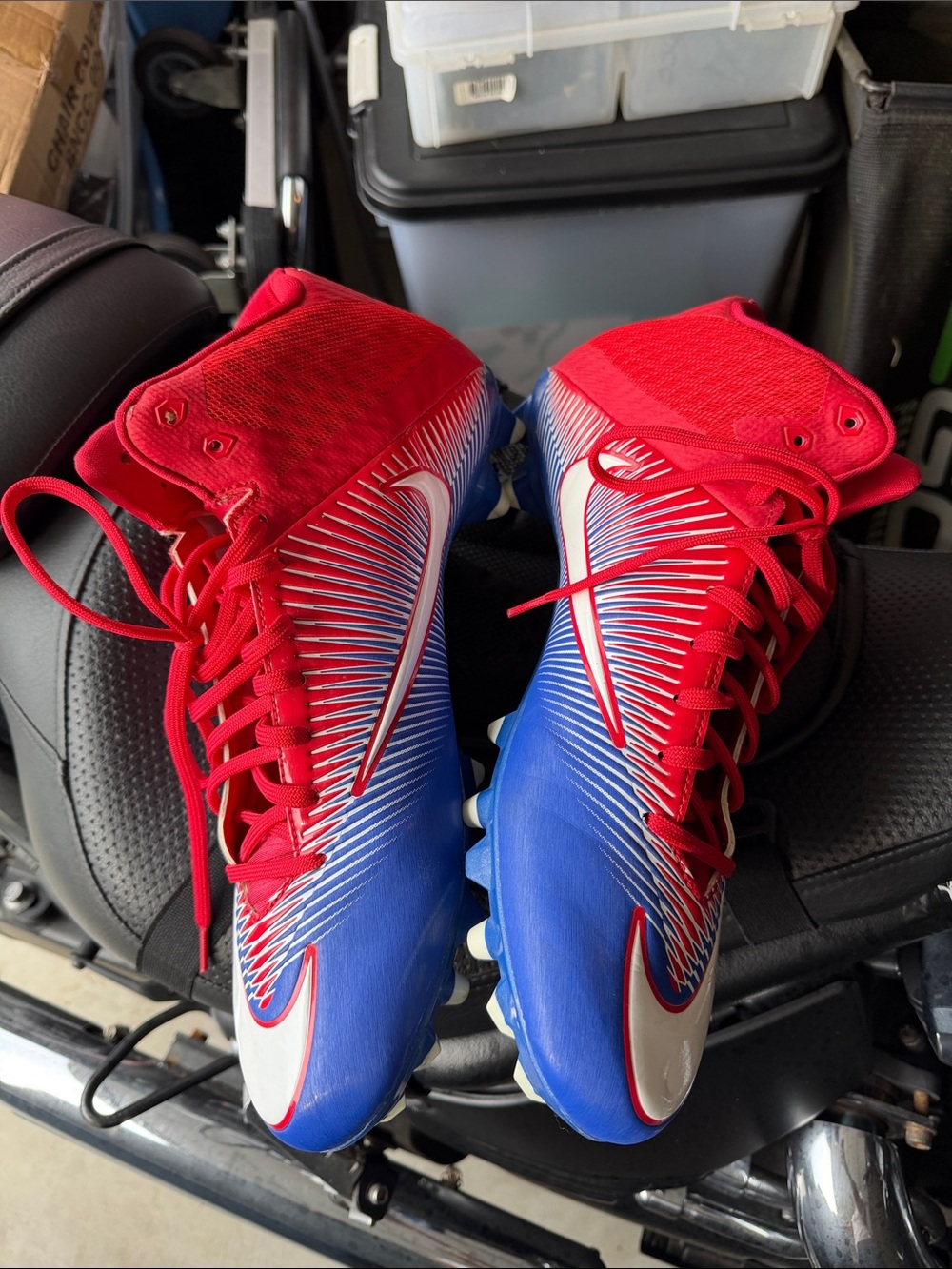 Nike Red  Blue Cleats - size 14